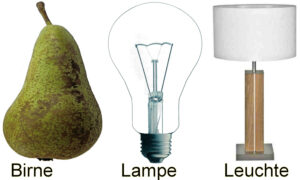 was ist der Unterschied zwischen Birne u. Lampe